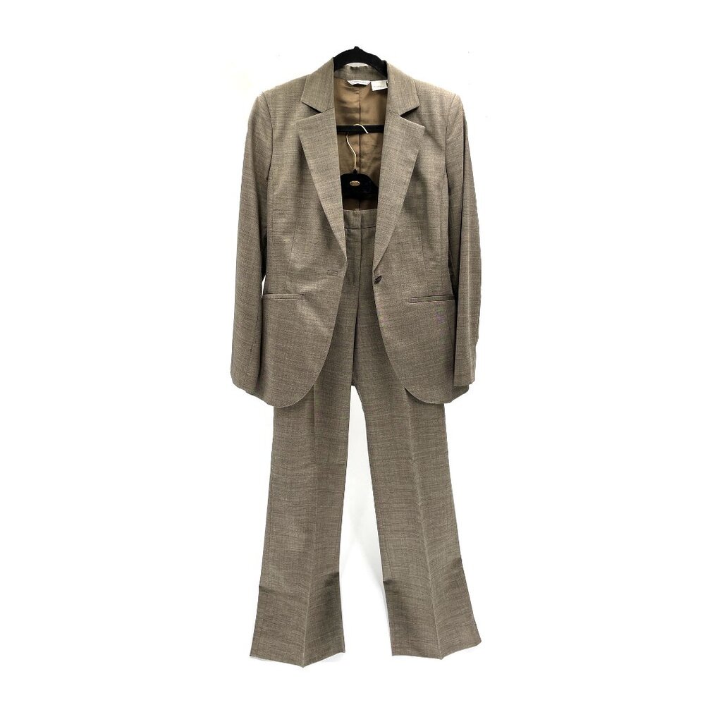 BARNEYS Italian Wool ladies suit Y2K Tan size 8